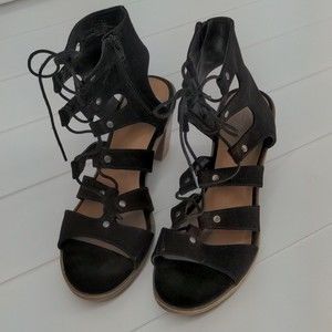 DV Dolce Vita Black Gladiator Lace Up Heel Sandals Women's Size 11